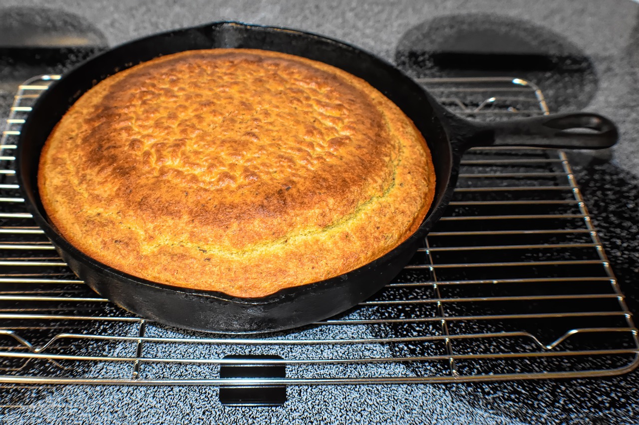 A golden brown butter skillet bread in cast iron