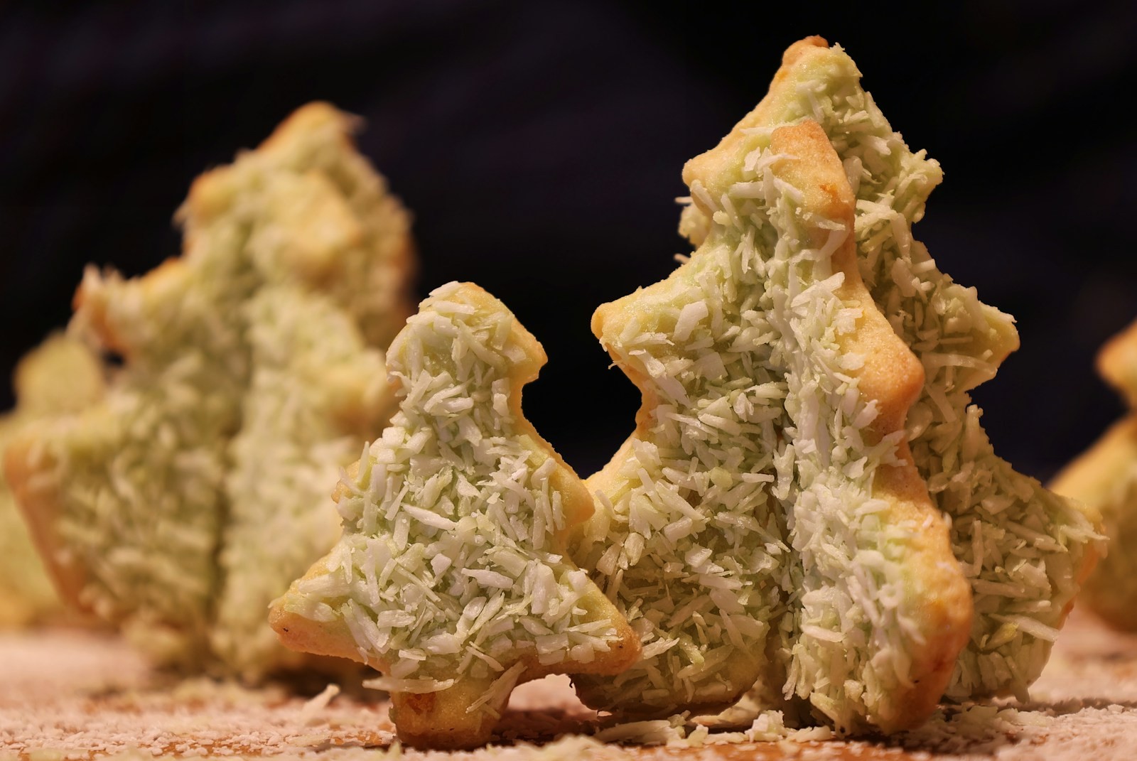 Cheesy herb bread cut into tree shapes