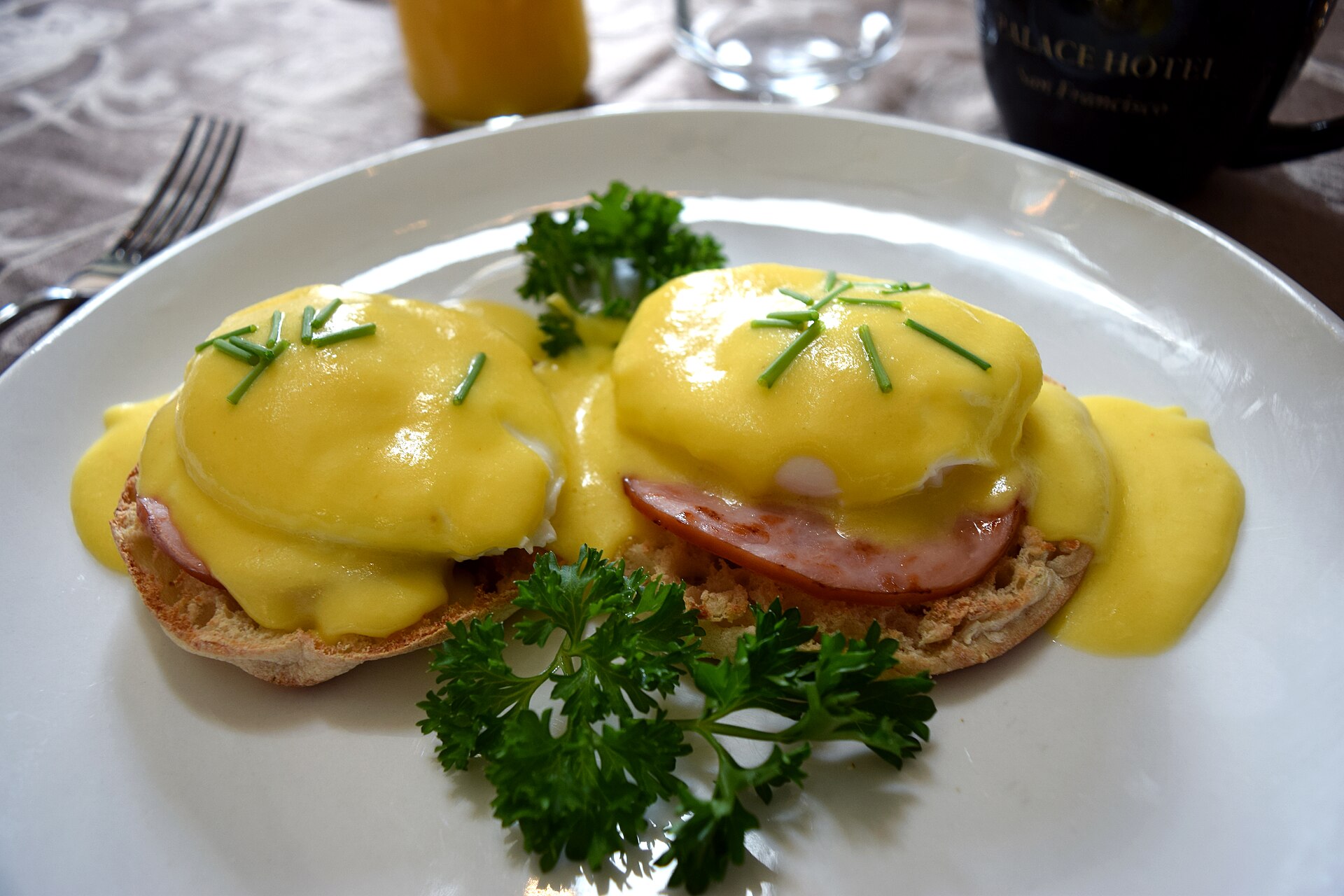 Eggs Benedict with Canadian bacon and hollandaise for a grand brunch