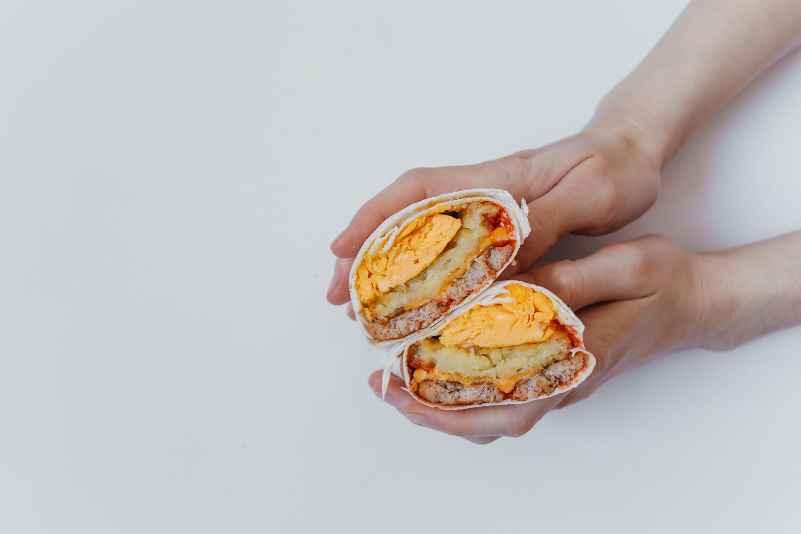 Breakfast burrito with eggs and cheese