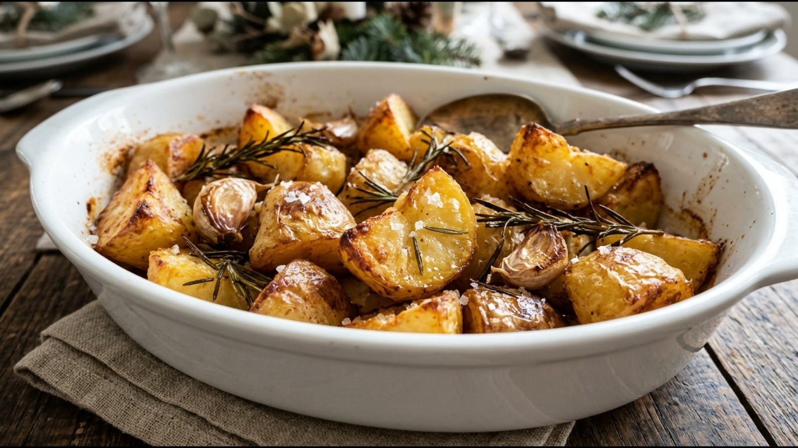Crunchy golden roast potatoes with rosemary, a Jamie Oliver Christmas side