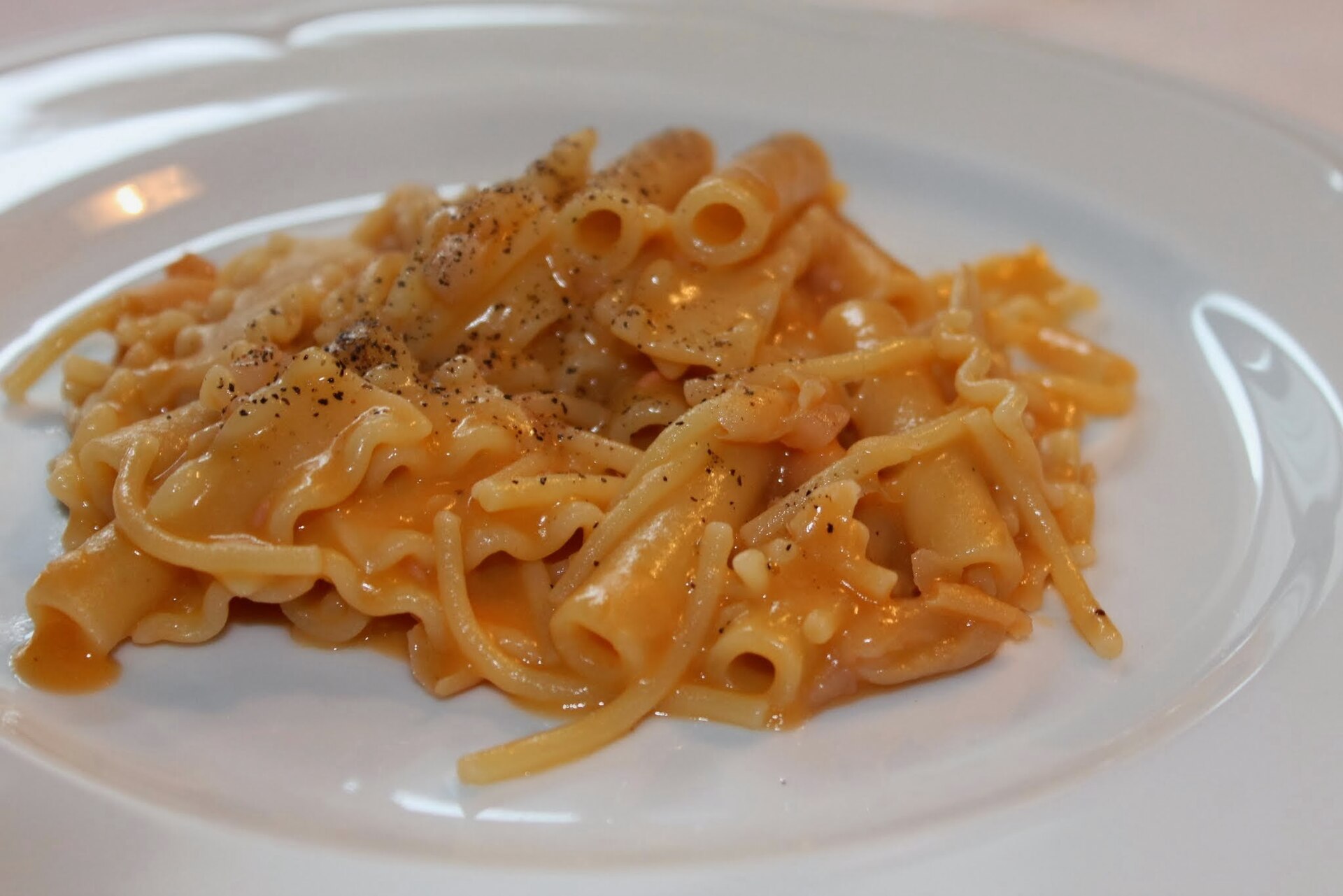 Thick Neapolitan-style pasta e fagioli on a plate