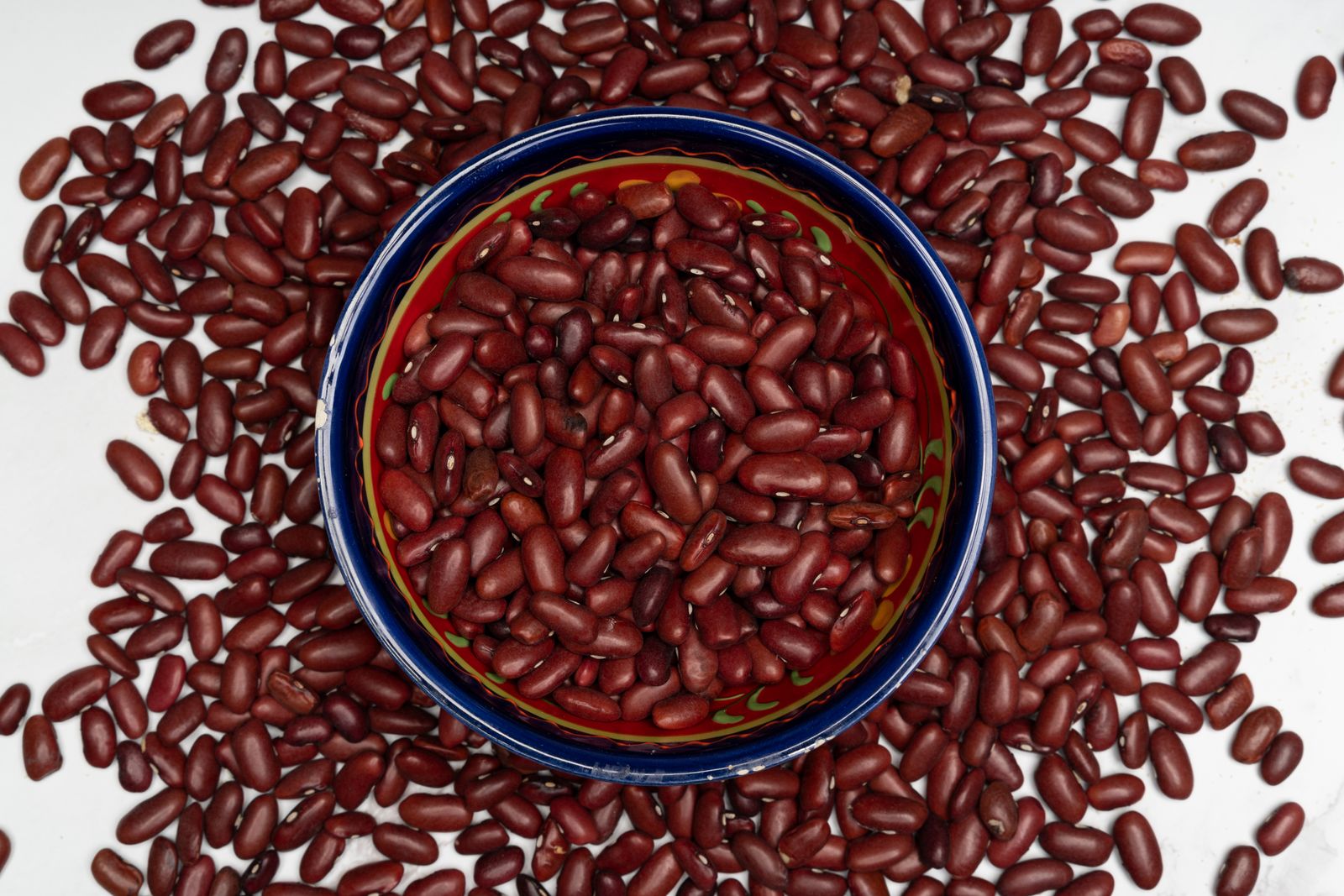 Bowl of dry red kidney beans ready to soak for red beans and rice