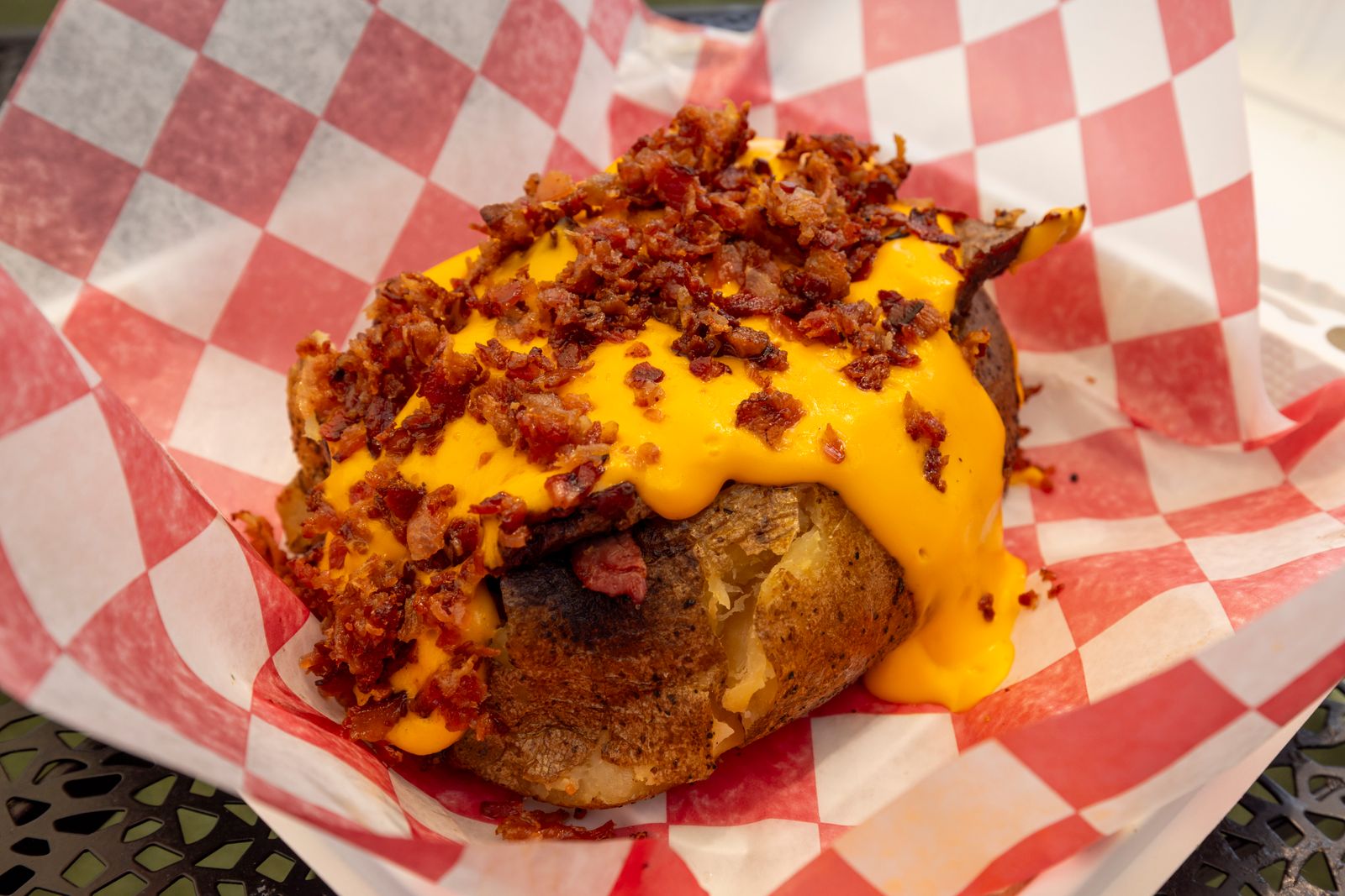Loaded baked potato with cheese and bacon, a twist on shepherd's pie recipes