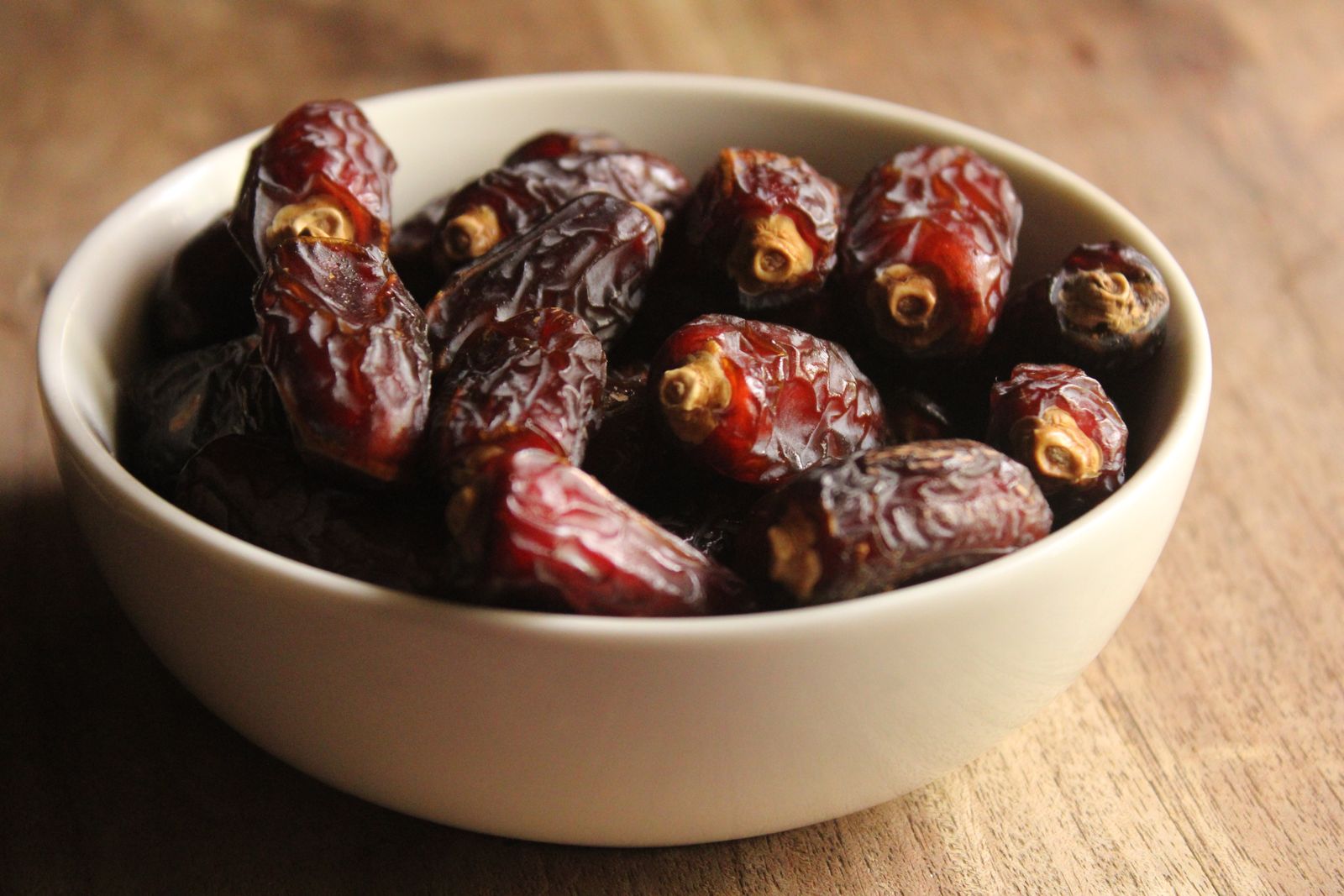 Bowl of soft Medjool dates, the base of easy homemade sugar plums