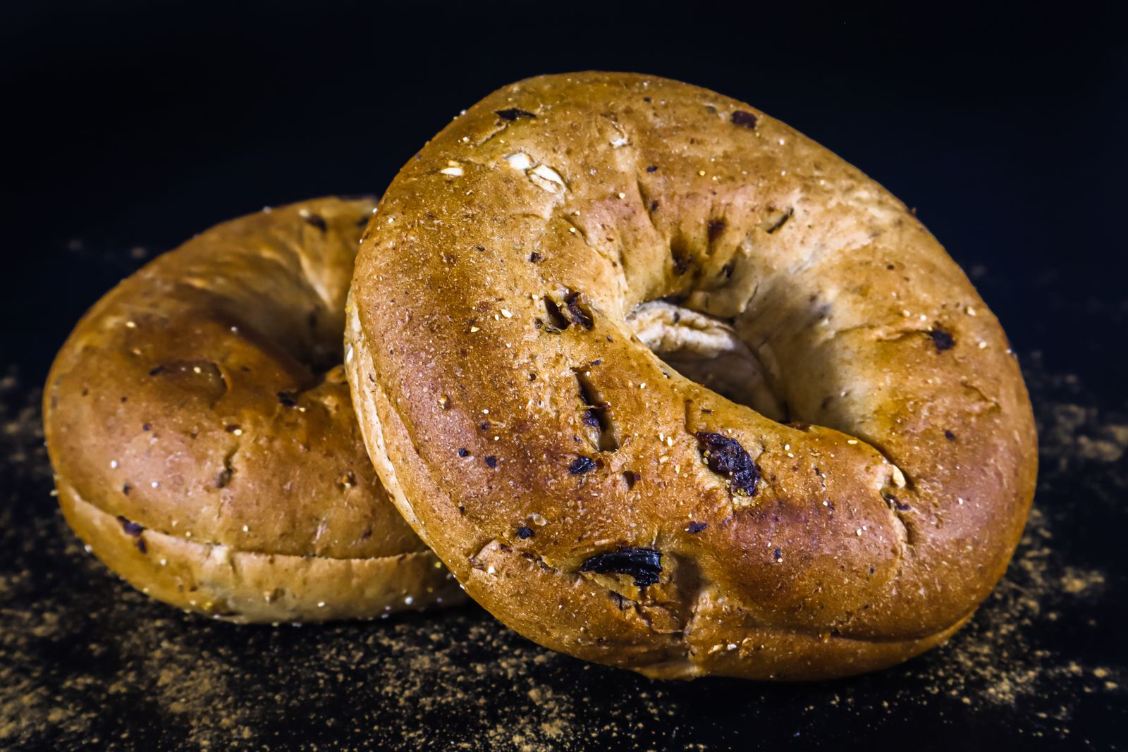 Sesame bagels fresh from the oven