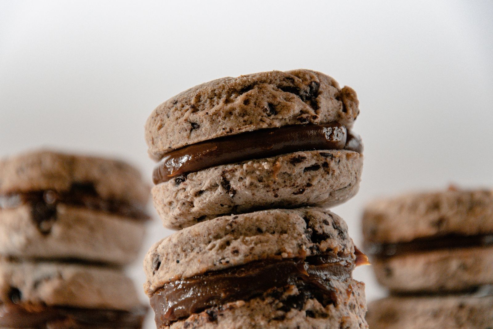 Stack of homemade chocolate sandwich cookies with cream filling, a Nara Smith from scratch recipe