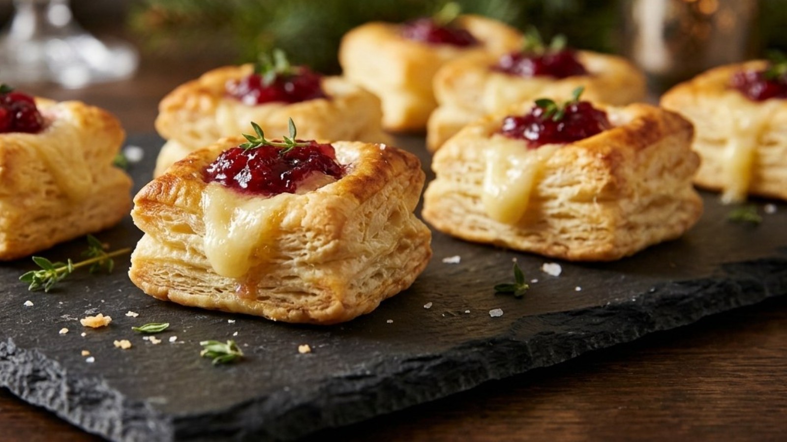 Puff pastry cups with brie and cranberry, festive Paul Hollywood party food