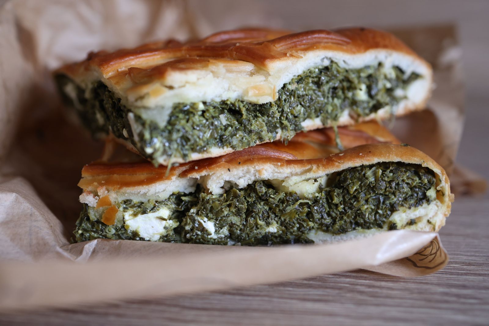 Spinach and feta pastry slices