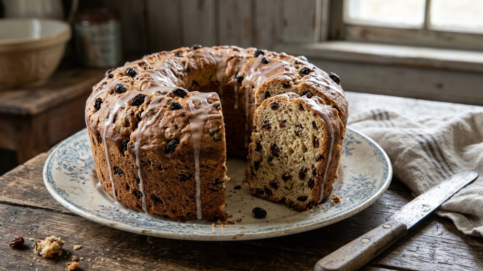 Glazed election cake with raisins, one of the forgotten old fashioned Thanksgiving recipes