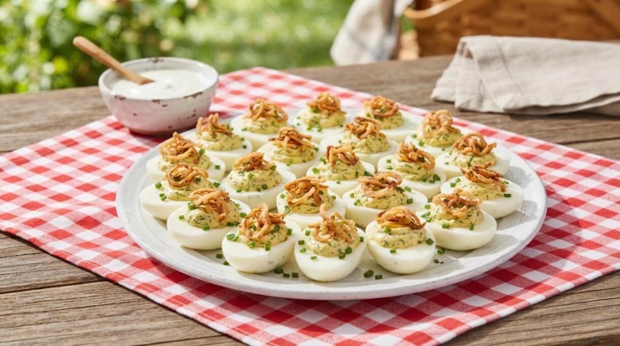 Creamy ranch appetizers with chives and crispy onions