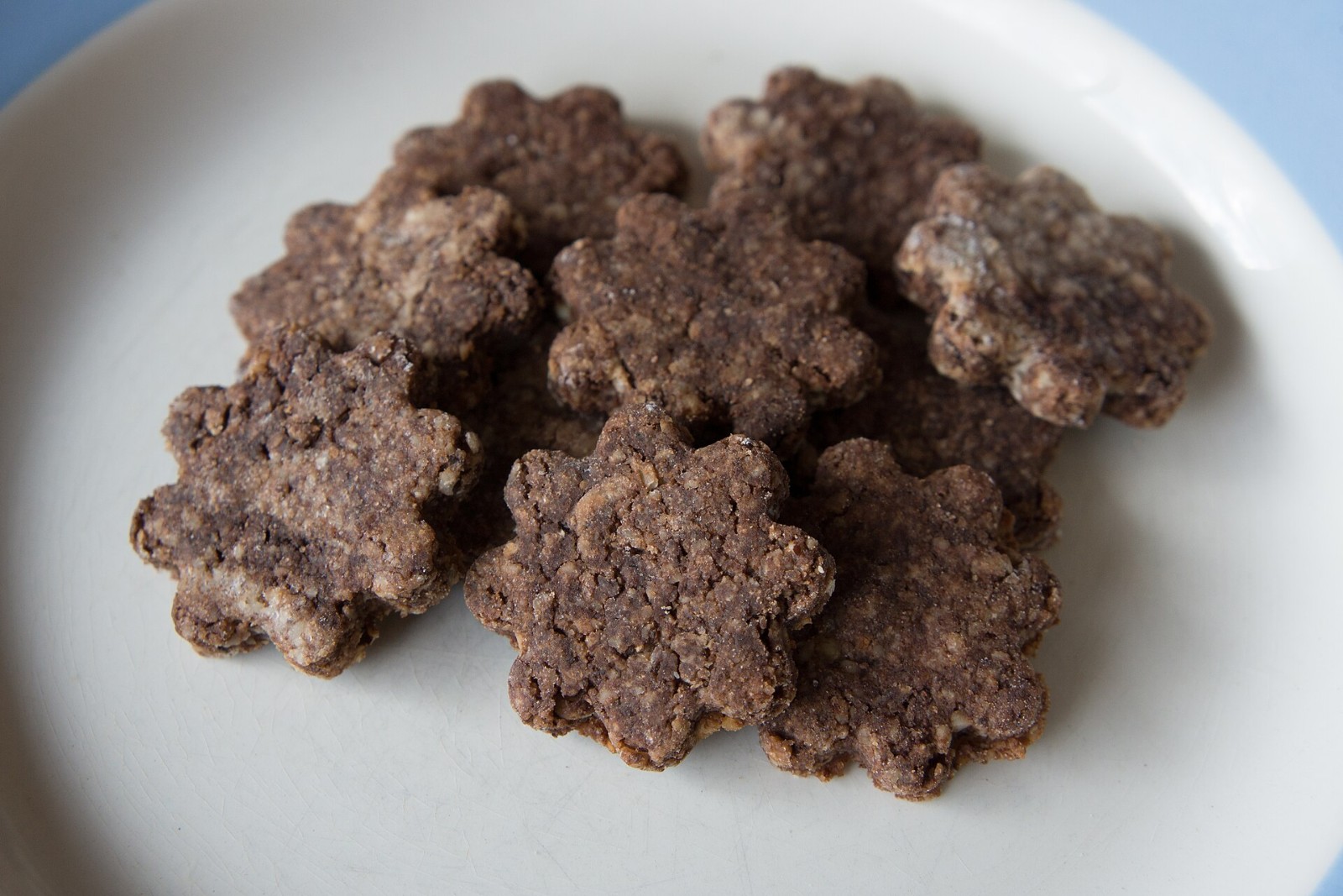 Swiss Basler Brunsli flourless cookies cut into flower shapes