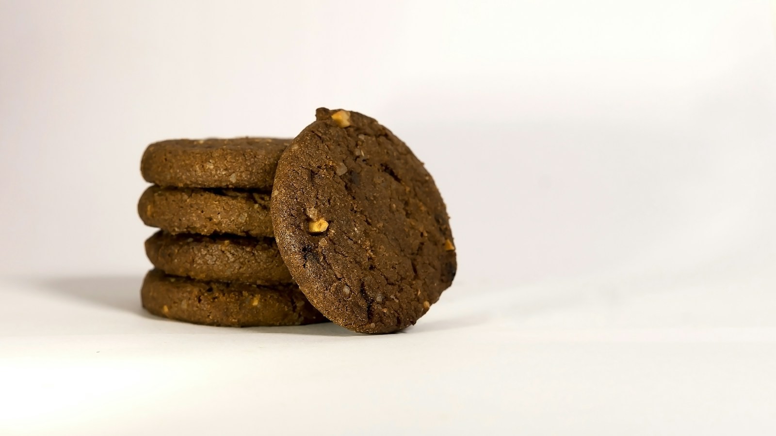 Stack of double chocolate hazelnut cookies