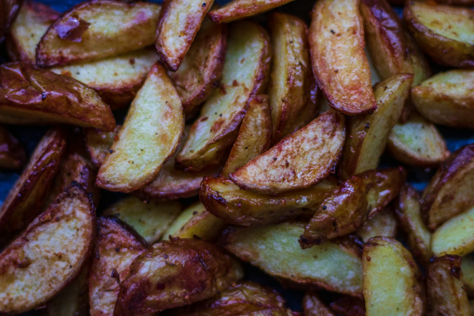 A pile of crispy roasted potato skins