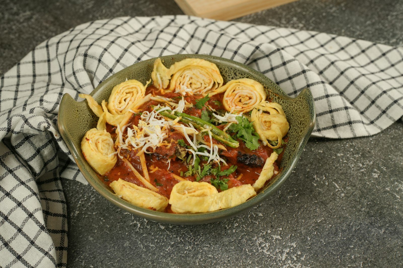 Cheese tortellini in a rich tomato and basil broth