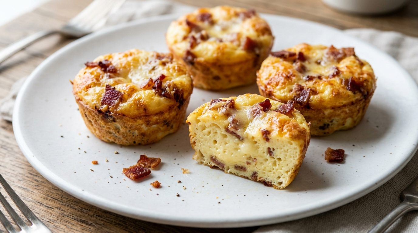 Bacon and Gruyere egg bites with a silky center