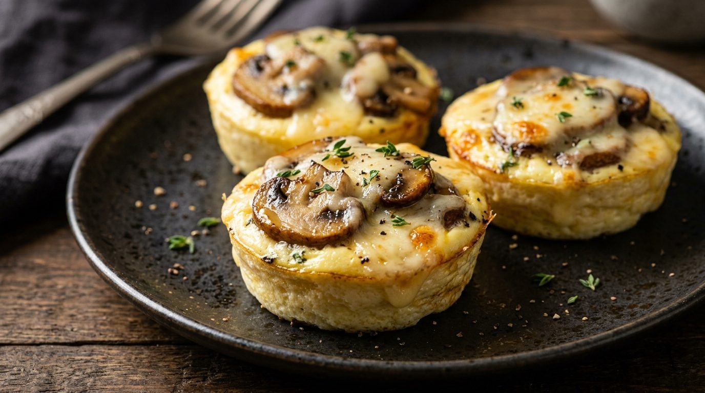 Mushroom and Swiss cups with thyme