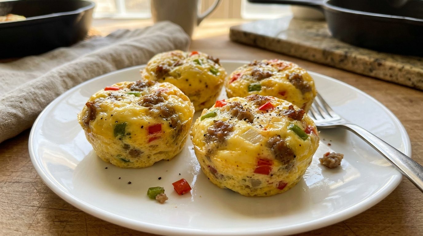 Sausage, pepper and onion egg bites
