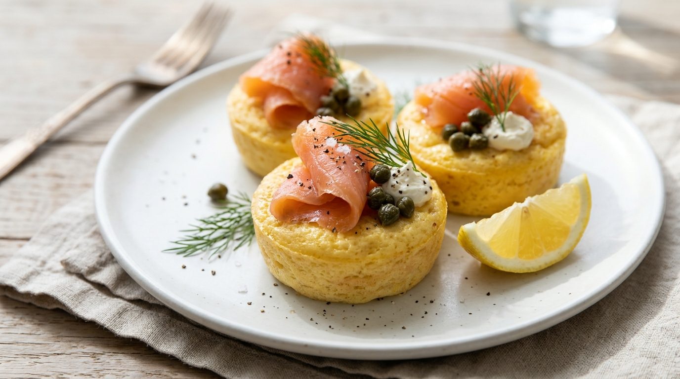Smoked salmon and dill egg bites