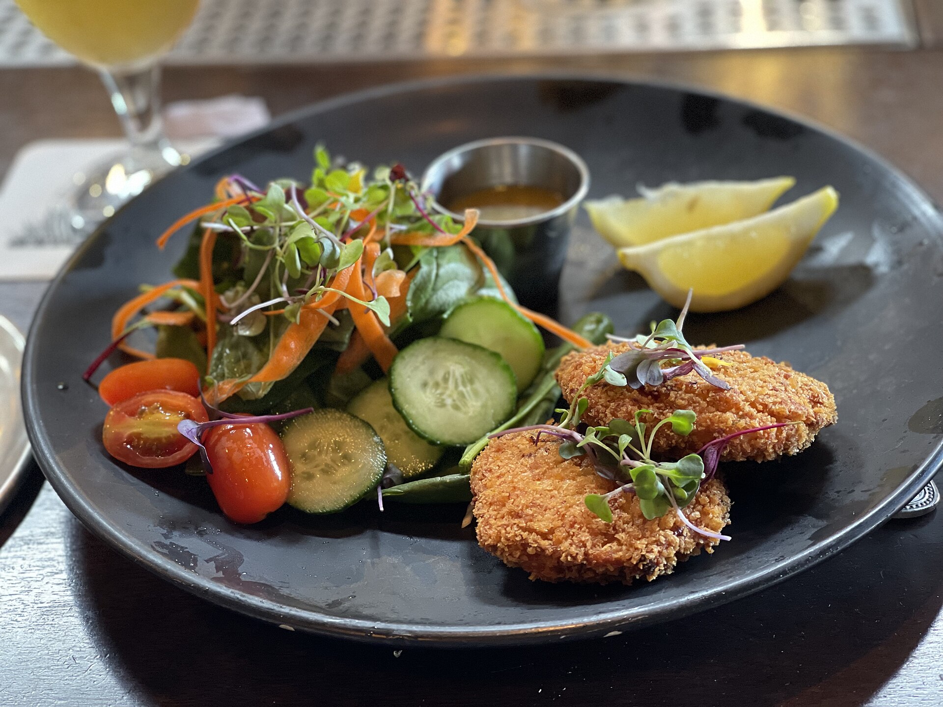 Freezer meals for new moms: golden salmon cakes with a fresh salad