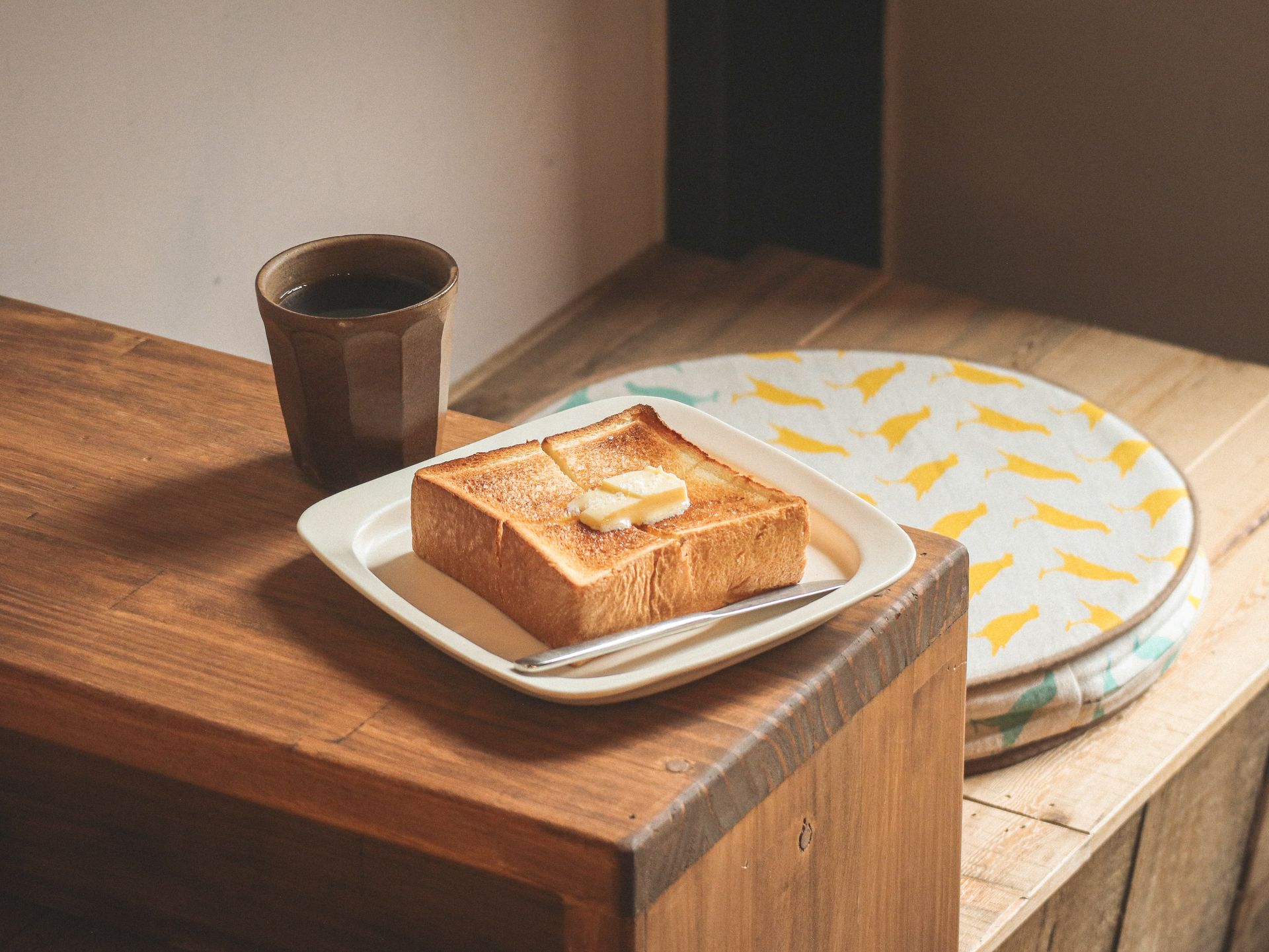 Thick slice of toast with butter