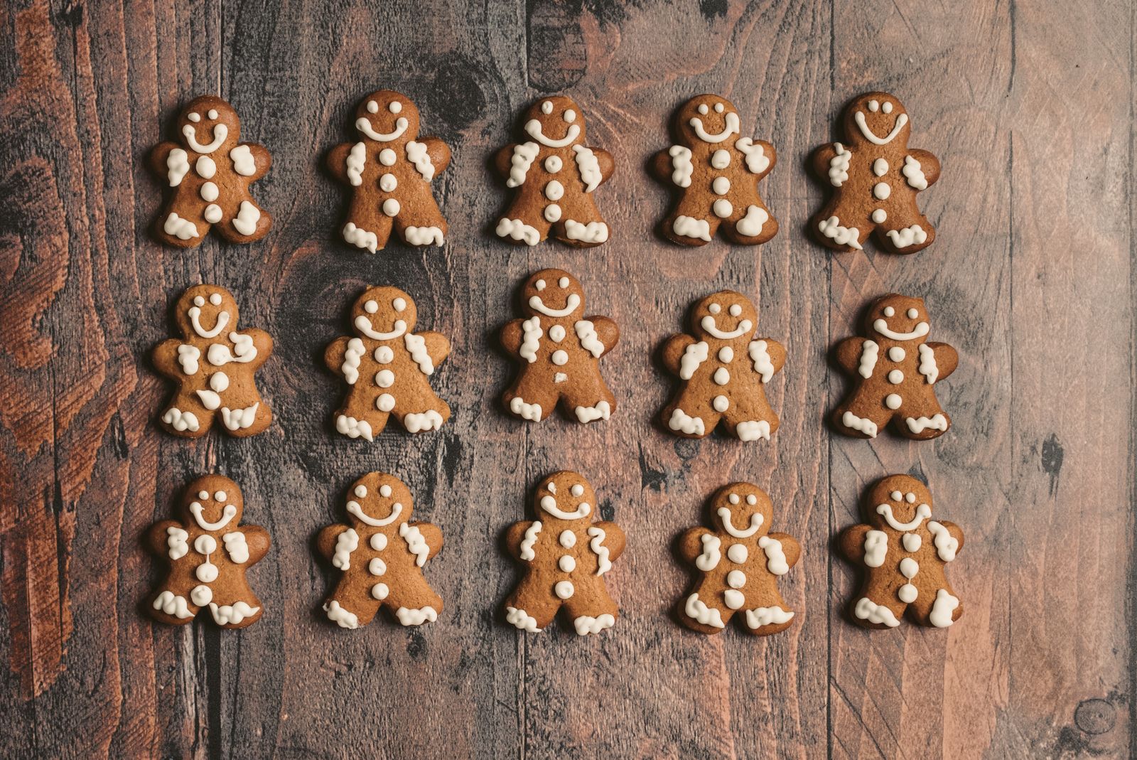 Gingerbread men cookies with white icing