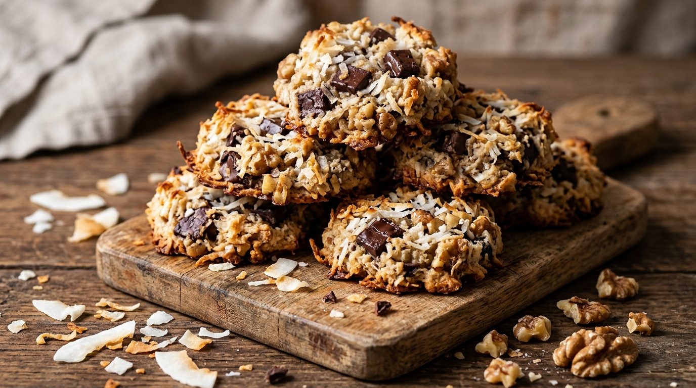 Keto Christmas cookies: magic cookies with coconut, chocolate and walnuts