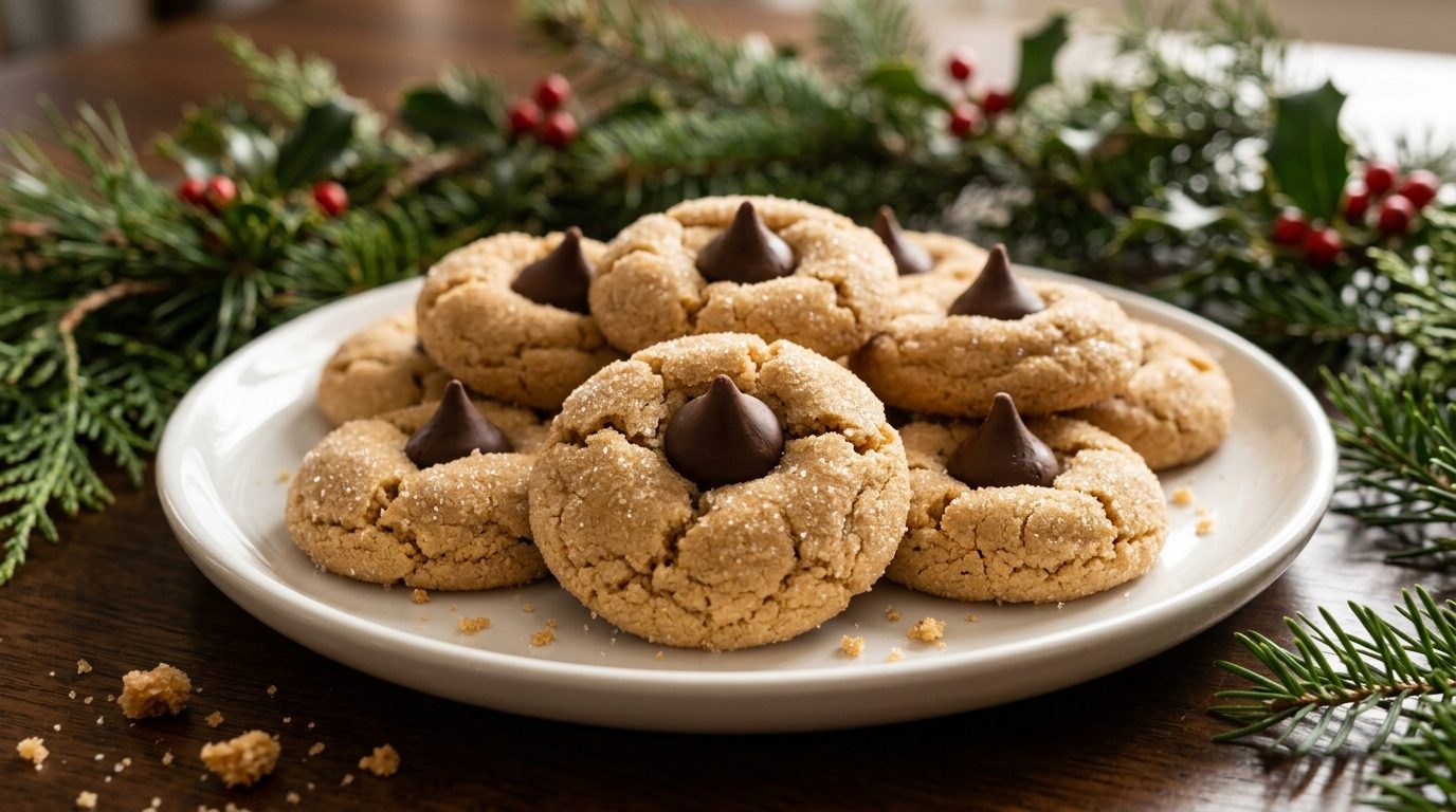 Low carb peanut butter blossom cookies with chocolate centers