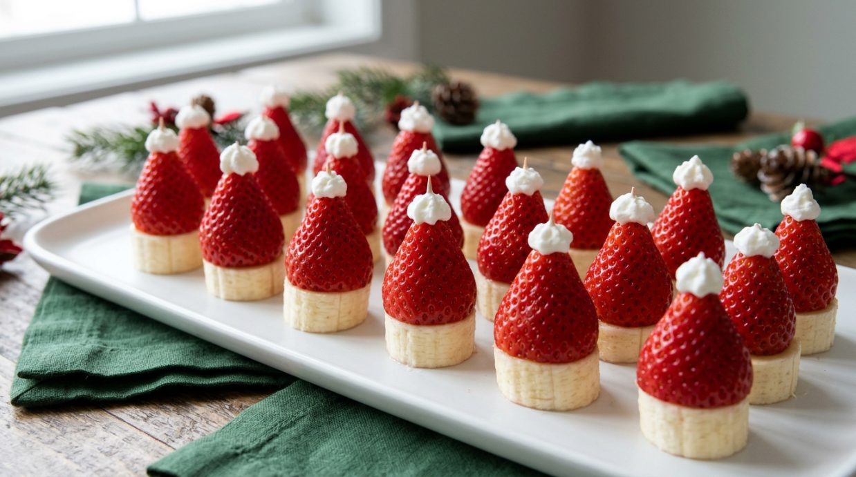 Fun food for kids: strawberry and banana Santa hats
