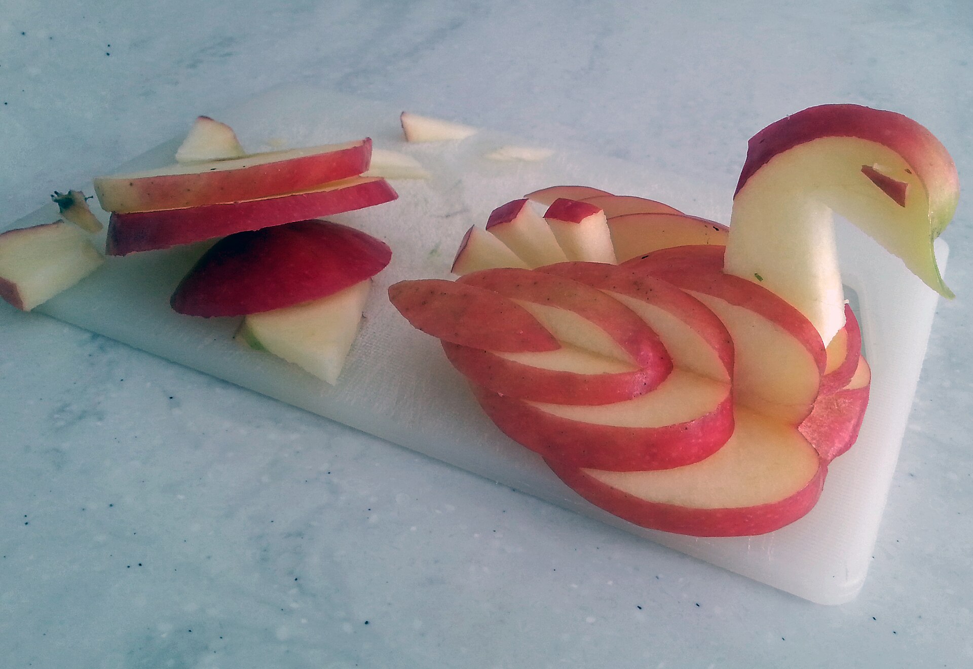 Fun food for kids: an apple carved into a swan
