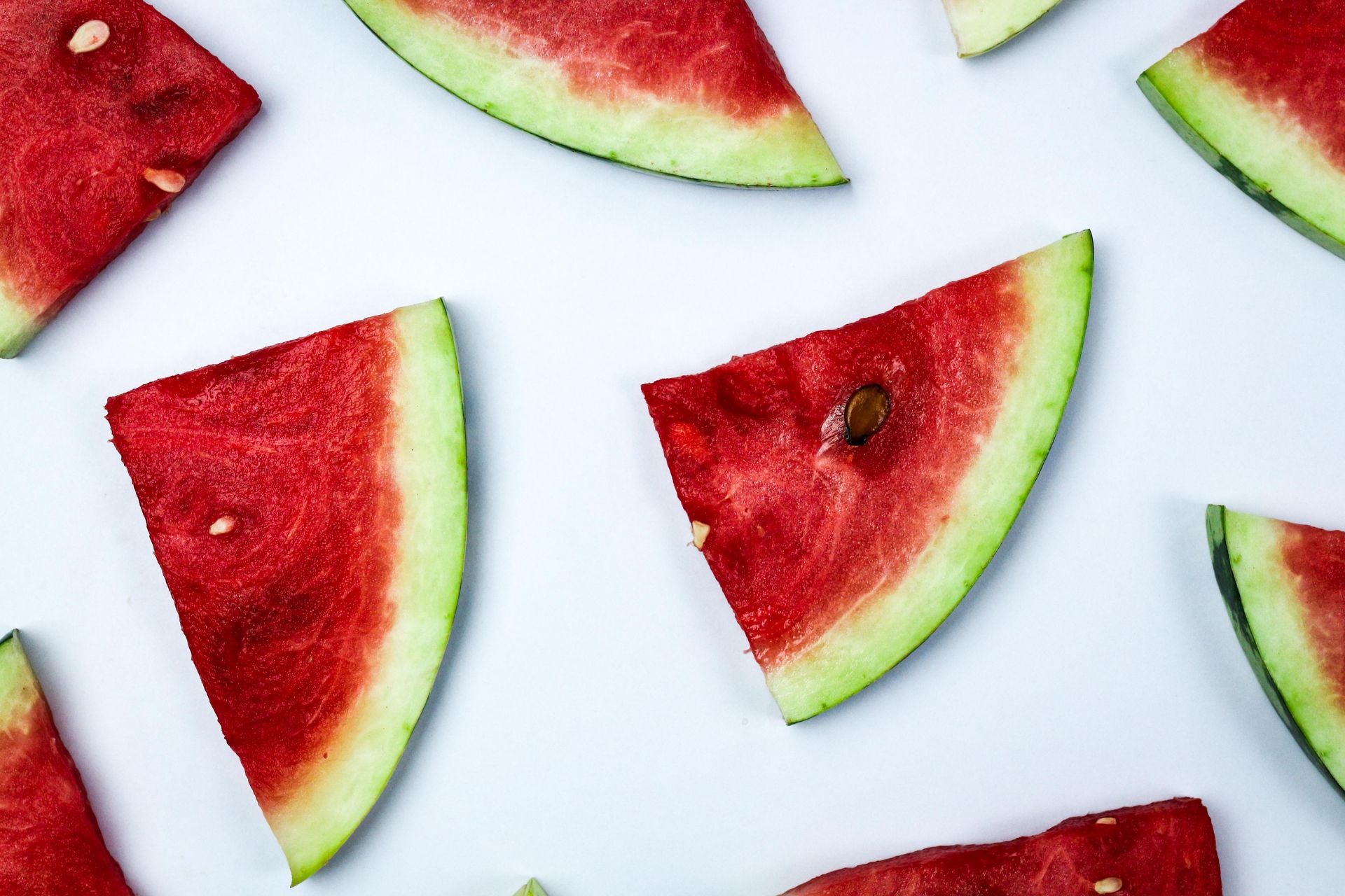 Watermelon triangles on a white plate