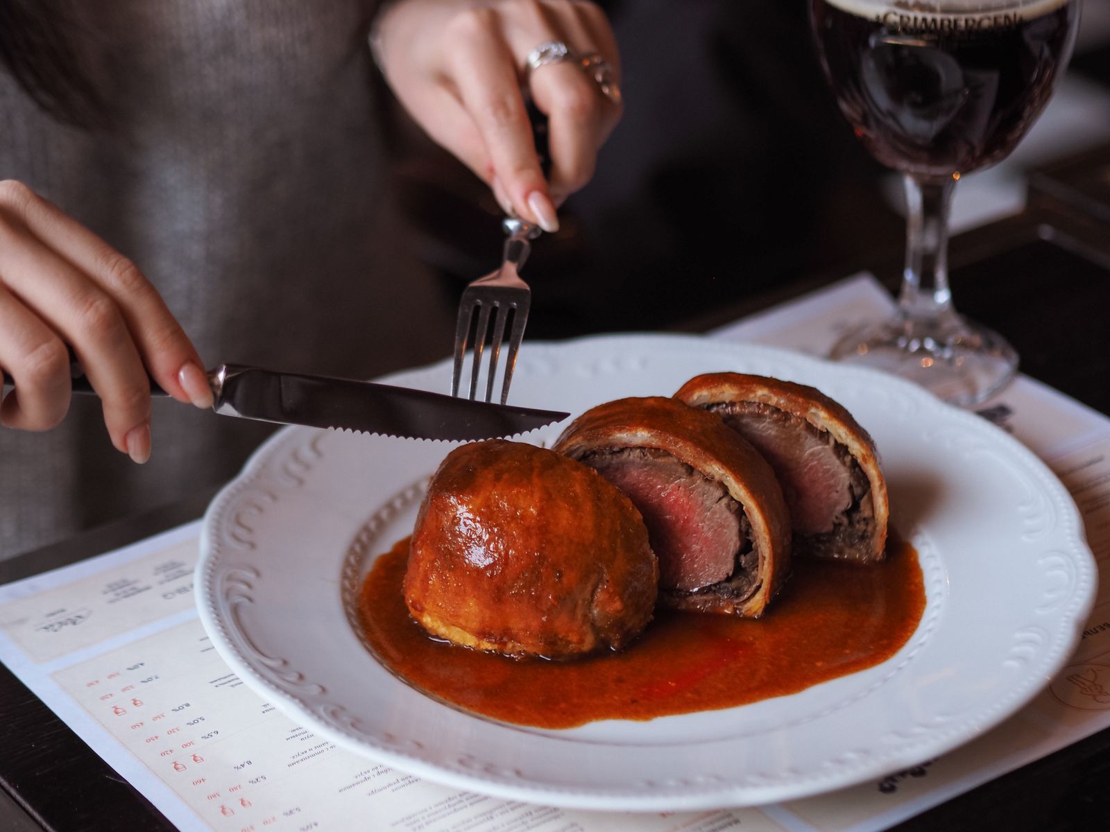 Sliced beef Wellington, the Gordon Ramsay classic behind his Wellington burger