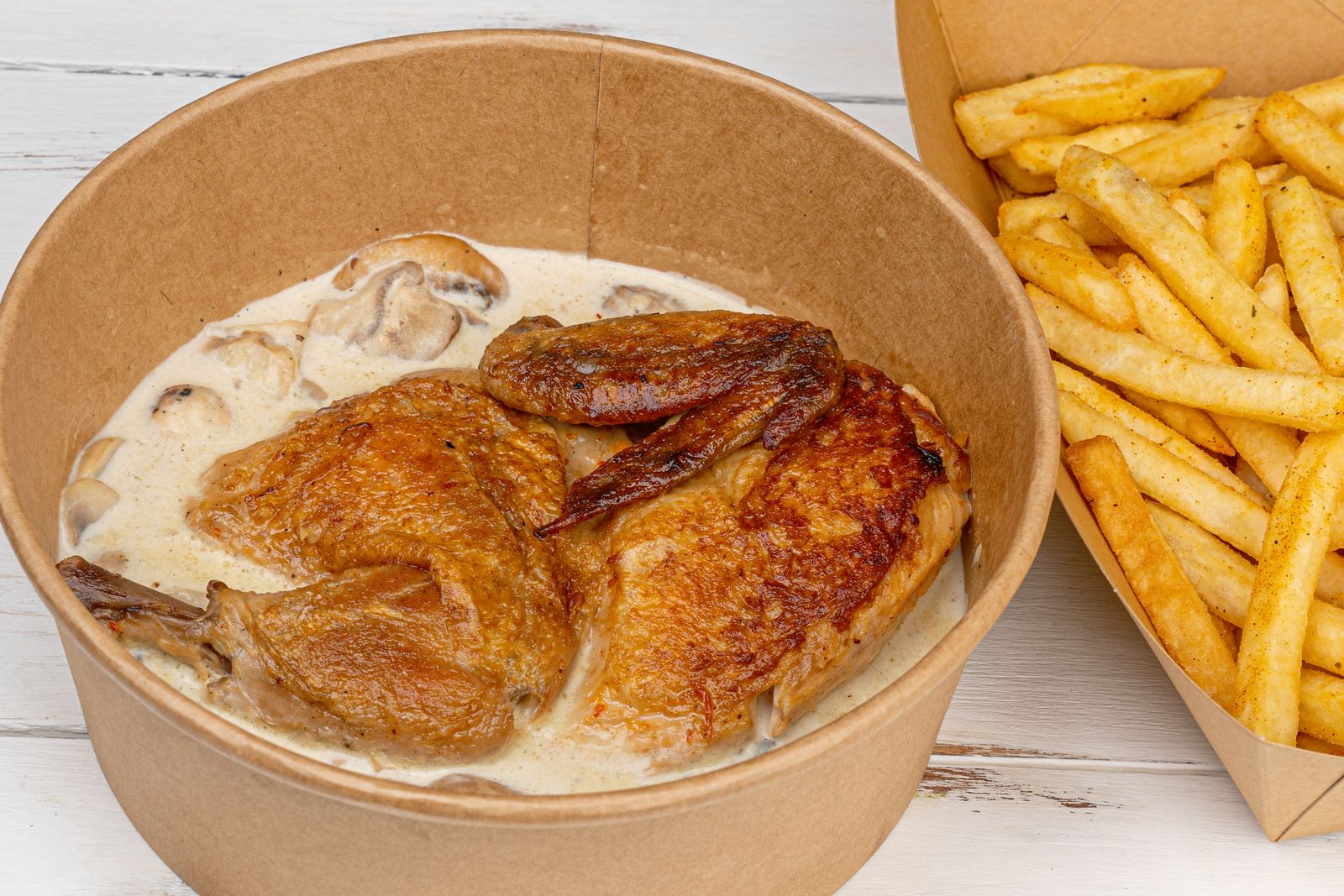 Chicken breast smothered in creamy mushroom gravy