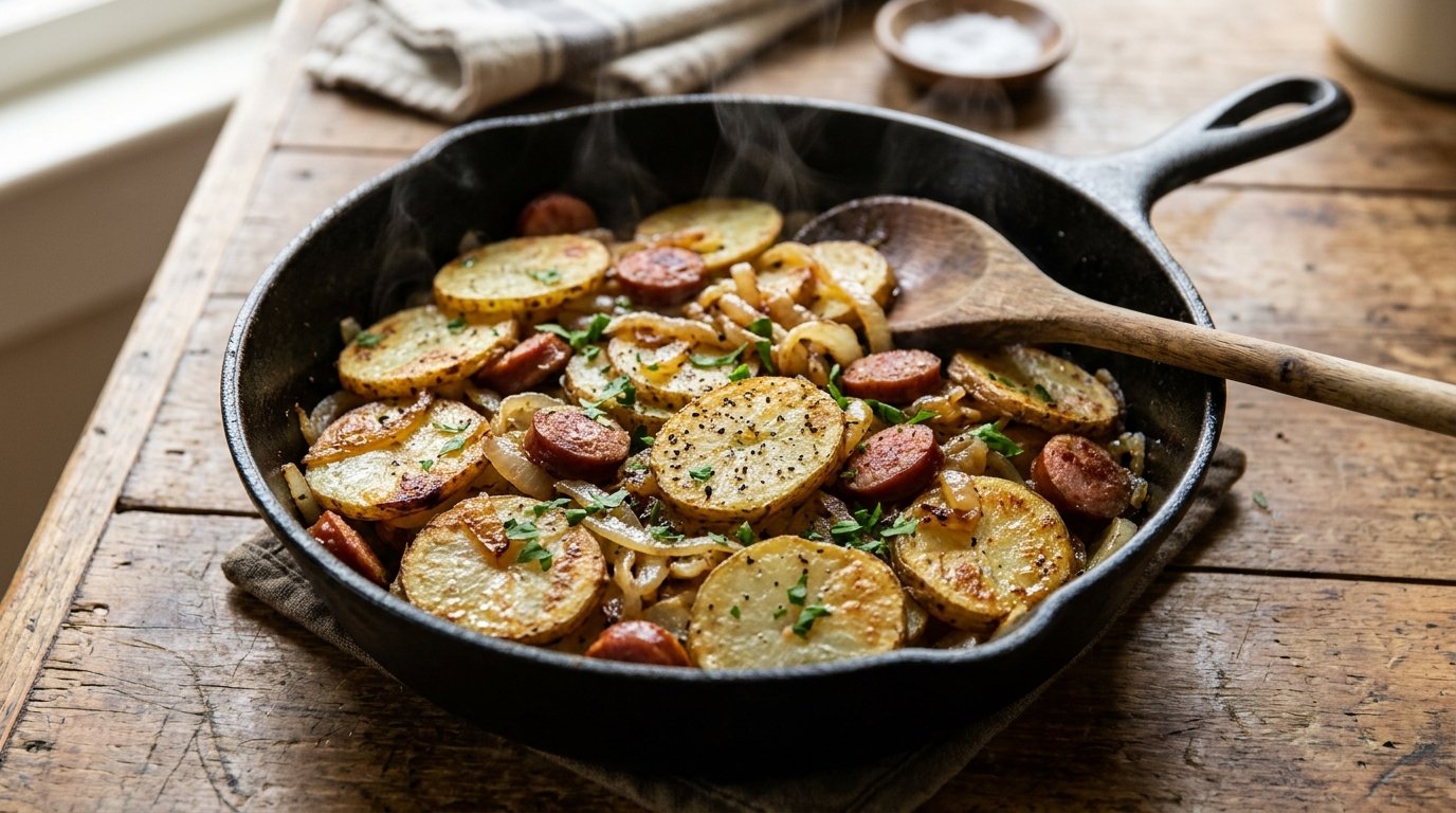 Smothered potatoes and onions, a side for smothered pork chops