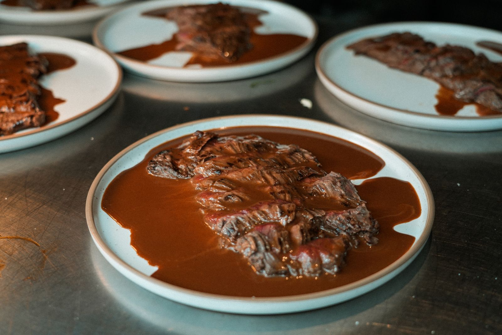 Sliced beef smothered in rich brown gravy