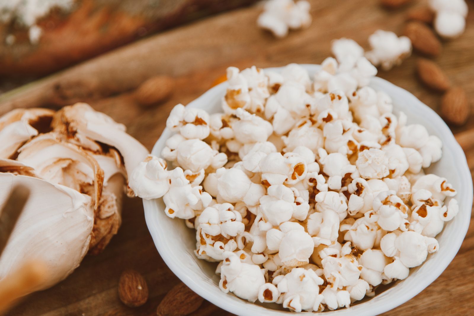 A bowl of homemade popcorn