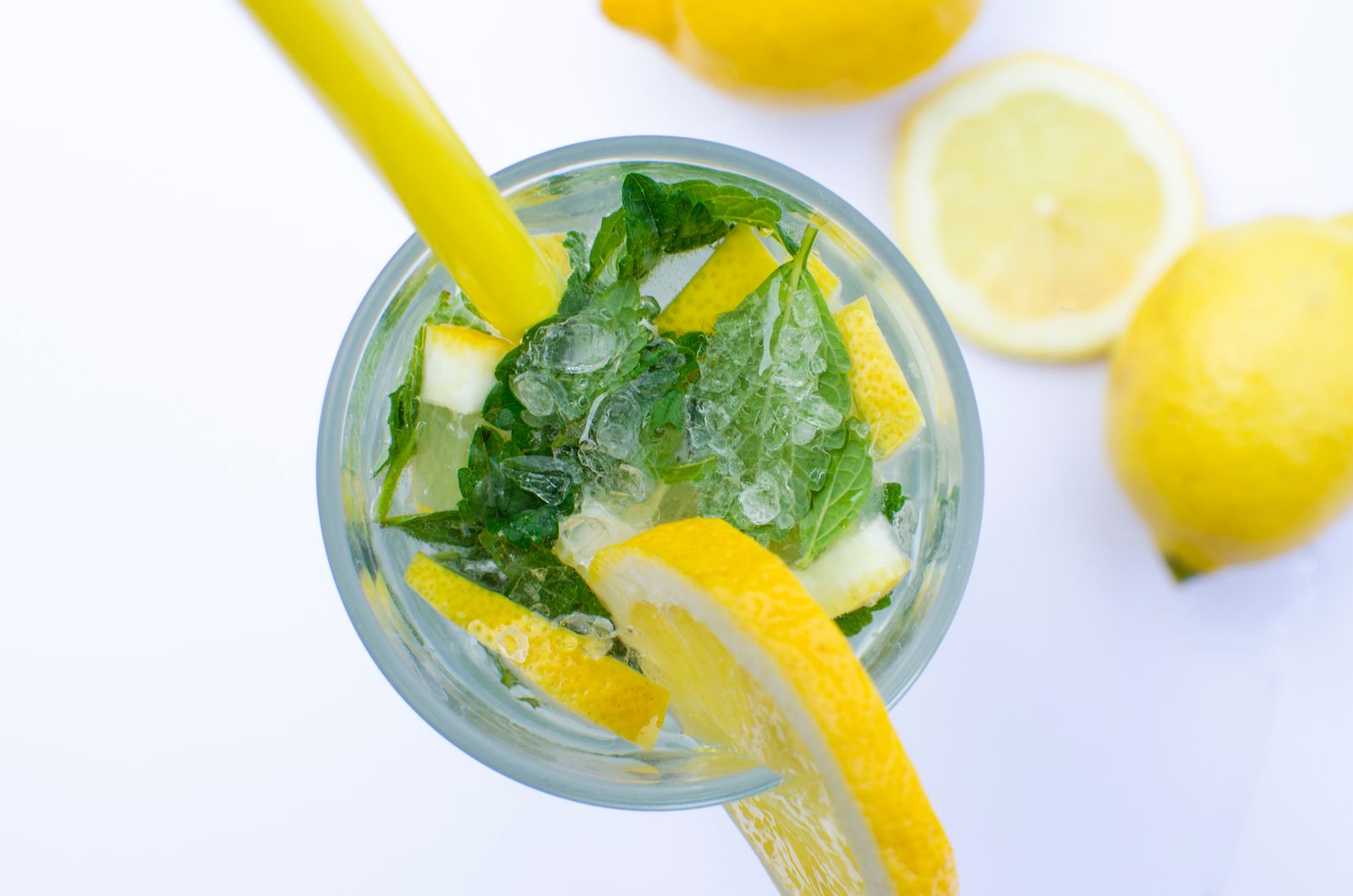 Sparkling water with lemon and mint, a swap for soda and other ultra-processed foods