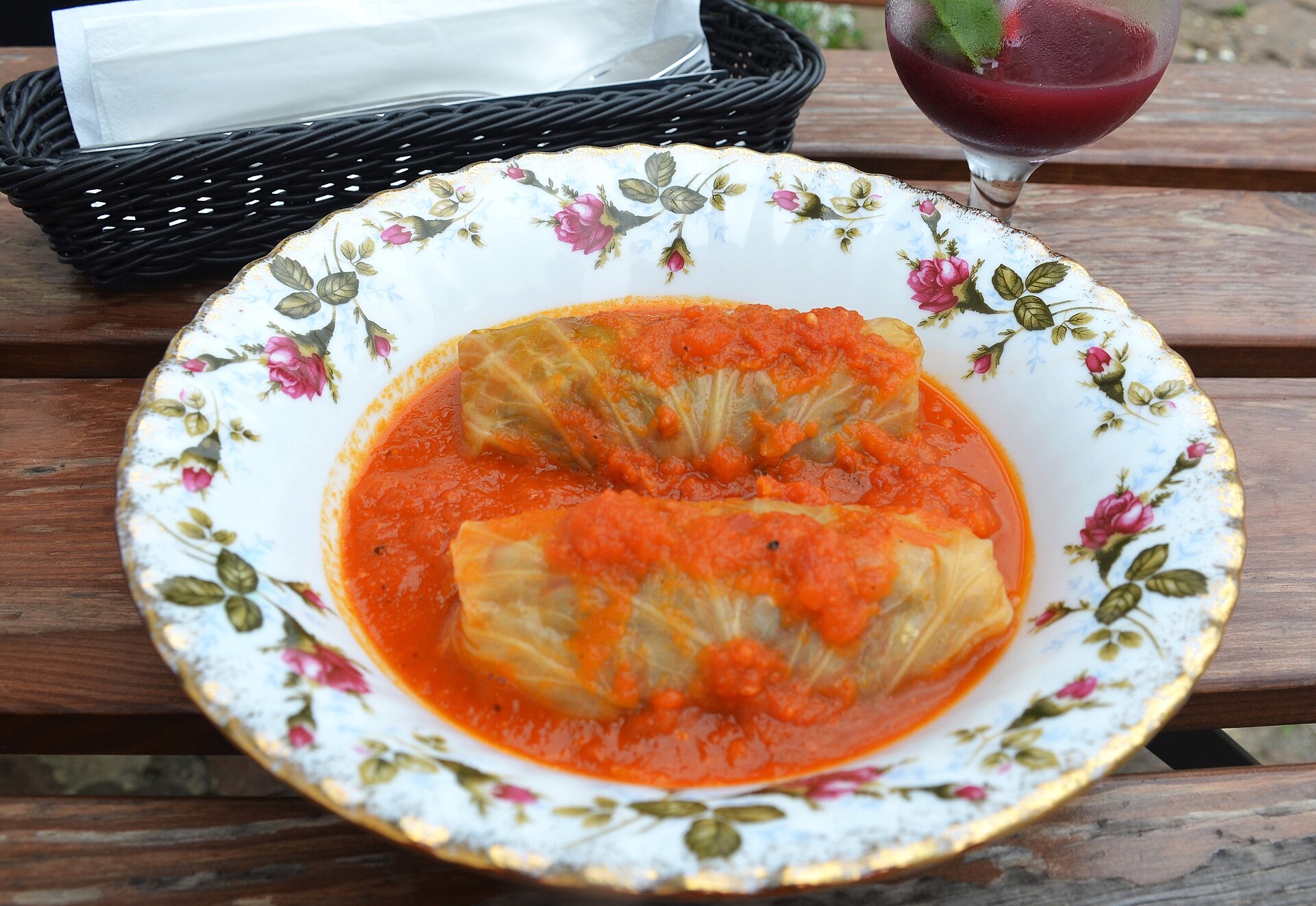 Stuffed cabbage rolls in tomato sauce