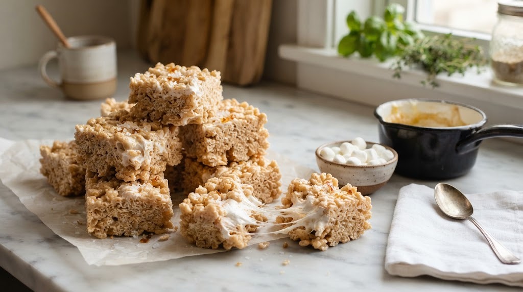 Gooey brown butter marshmallow cereal treats
