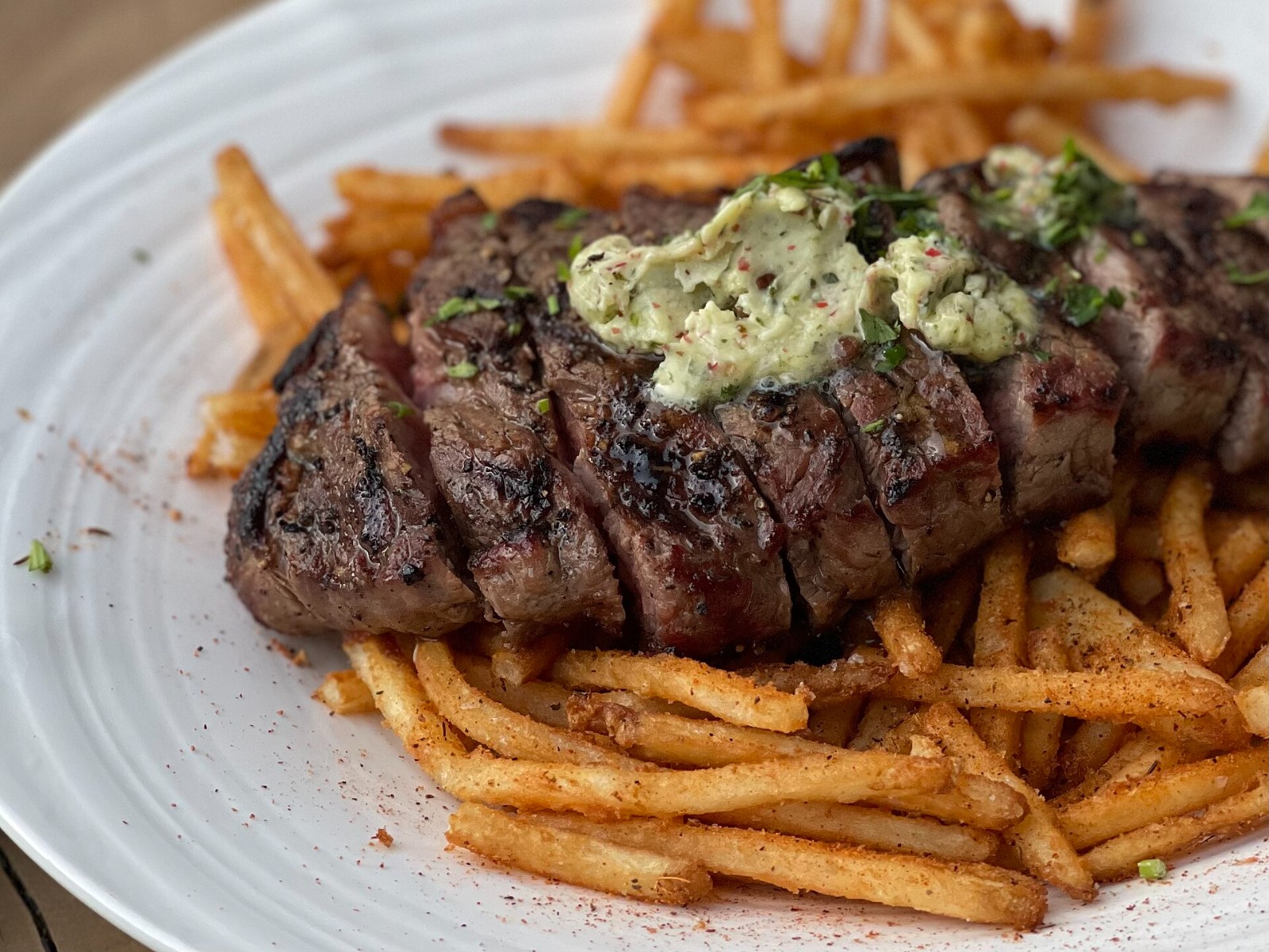 Anthony Bourdain recipes steak frites with herb butter and fries