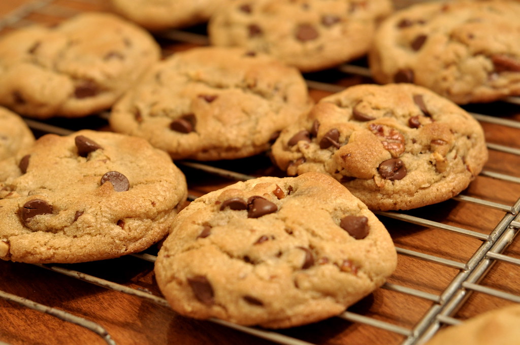 Celebrity cookie recipes chocolate chip cookies on a cooling rack