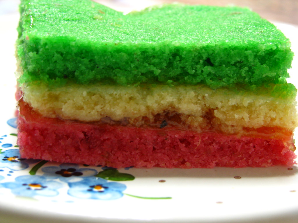Layered Italian rainbow almond bars
