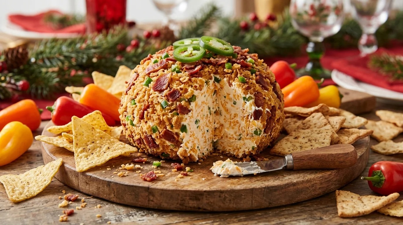 Jalapeno popper cheese ball with tortilla chips