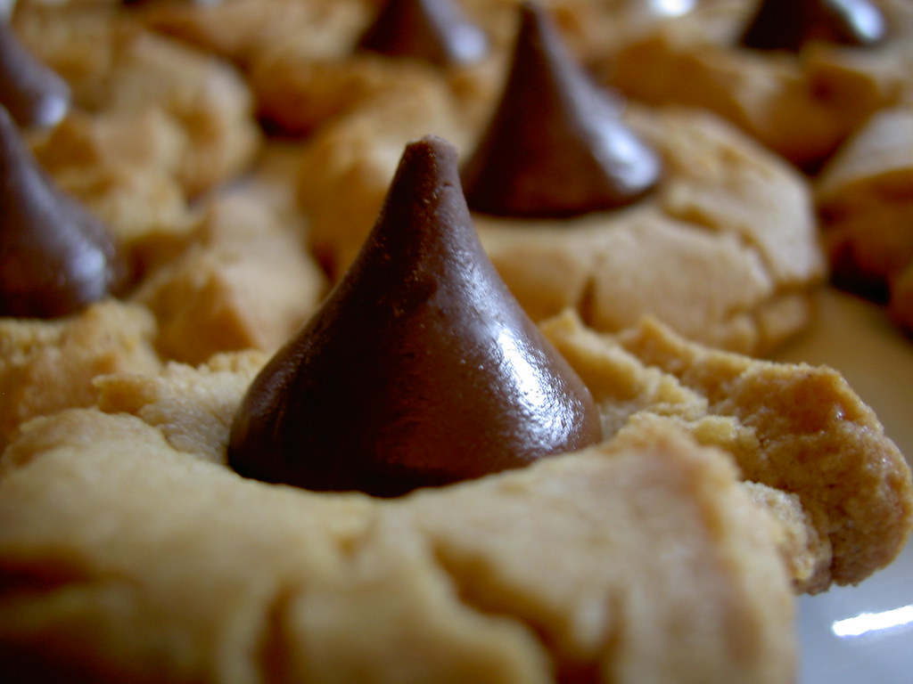 Peanut butter blossoms with chocolate kiss centers