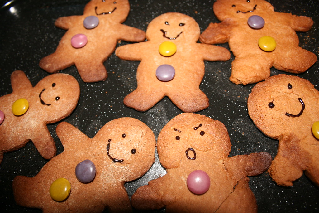 Gingerbread people with smiling icing faces