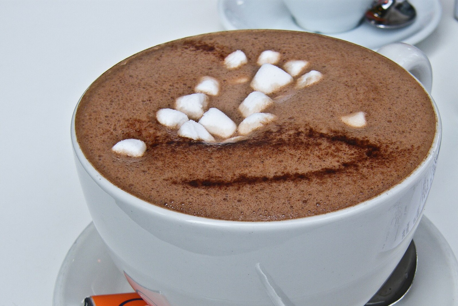 Mug of hot cocoa topped with mini marshmallows