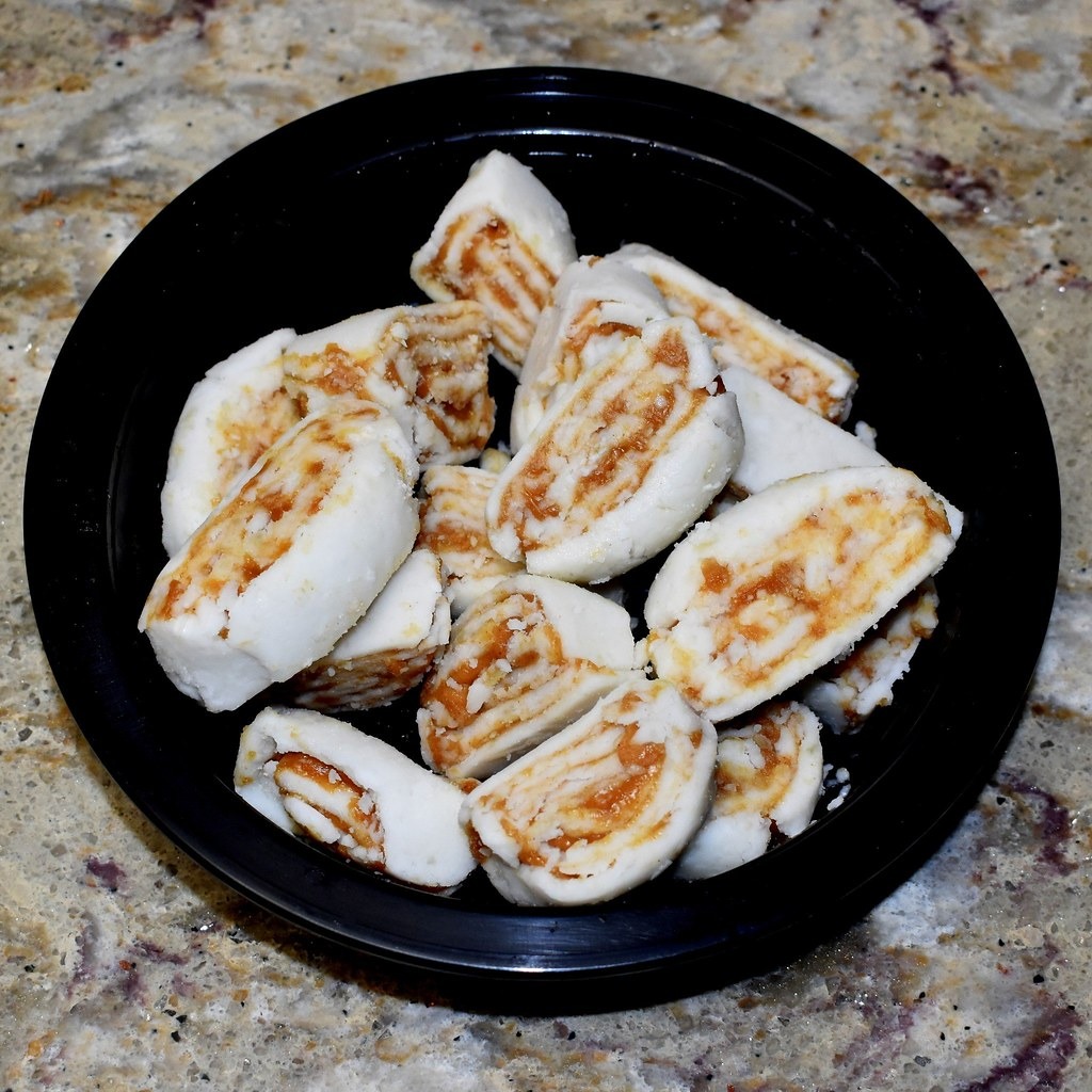 Slices of potato candy pinwheels with a peanut butter swirl, a classic depression era dessert