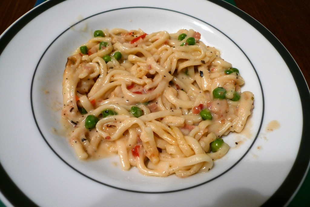 Guy Fieri recipes bucatini carbonara with peas and pancetta