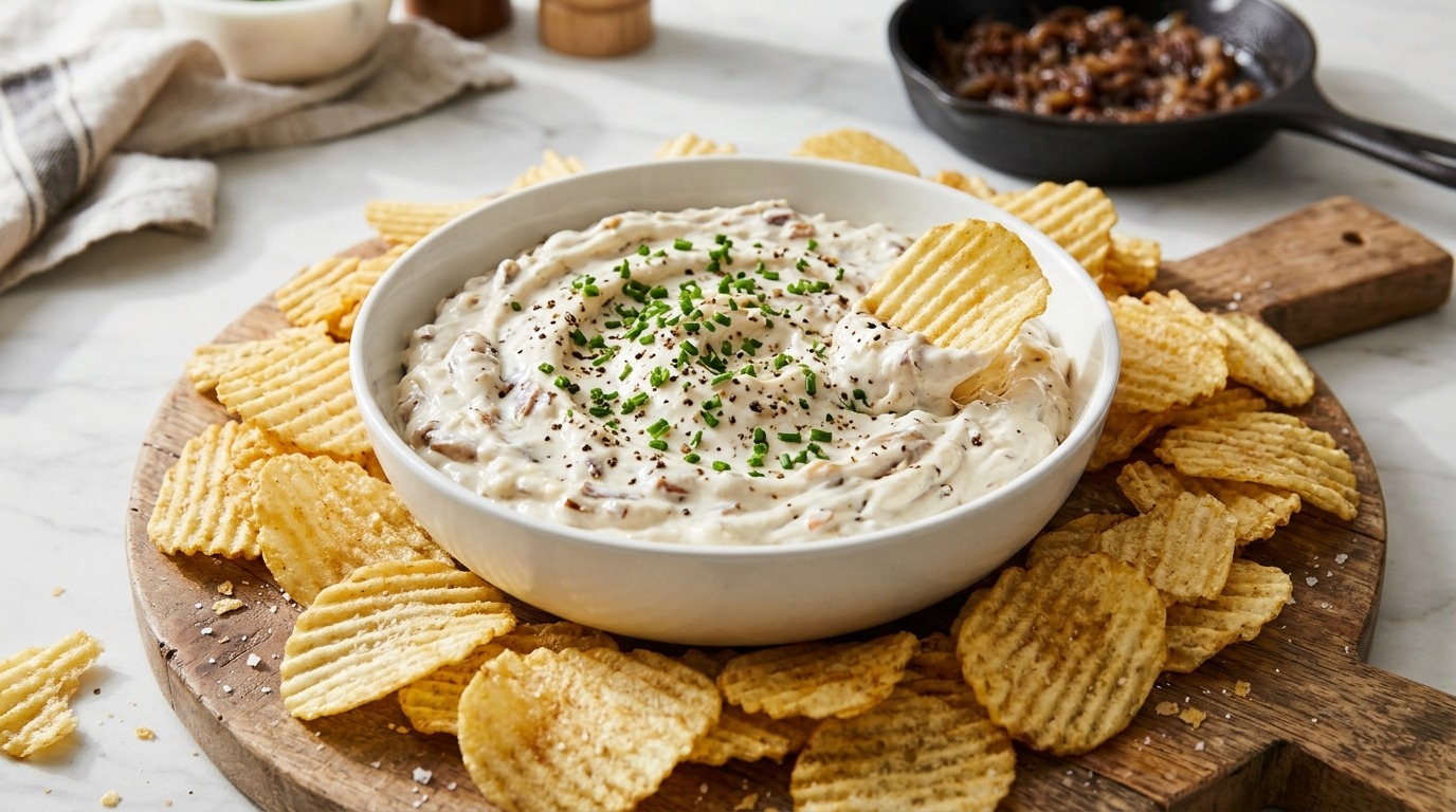 French onion dip from Guy Fieri recipes with potato chips