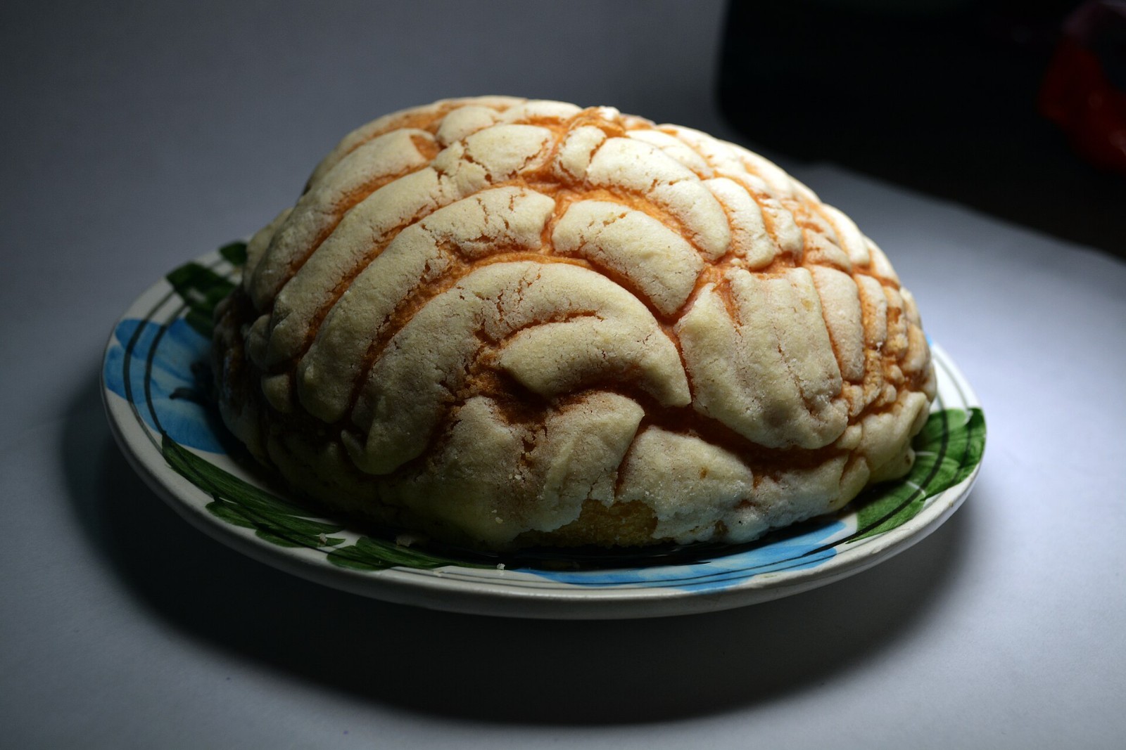 Concha Mexican sweet bread with a crackly sugar shell topping